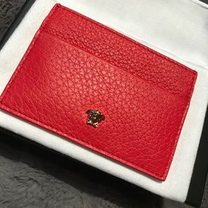 Red Versace Leather Card Holder